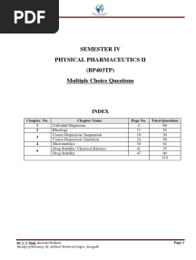 Semester Iv Physical Pharmaceutics Ii (BP403TP) Multiple Choice Questions