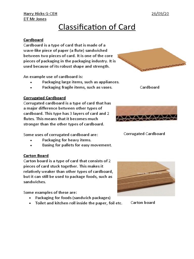 Types and Uses of Cardboard | PDF | Home & Garden