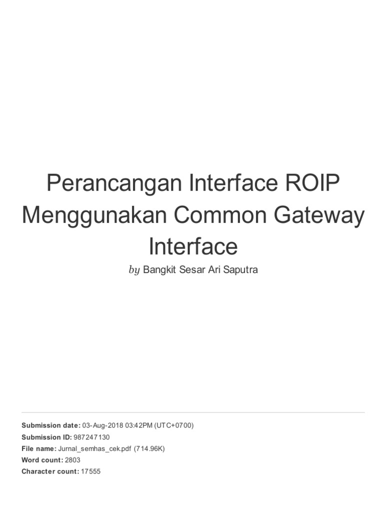 Perancangan Interface ROIP Menggunakan Common Gateway Interface | PDF ...