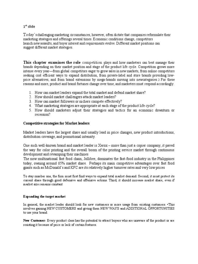 Today's: This Chapter Examines The Role Competition | PDF | Marketing ...