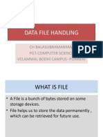Data File Handling: CH Balasubramanyam Pgt-Computer Science Velammal Bodhi Campus - Ponneri