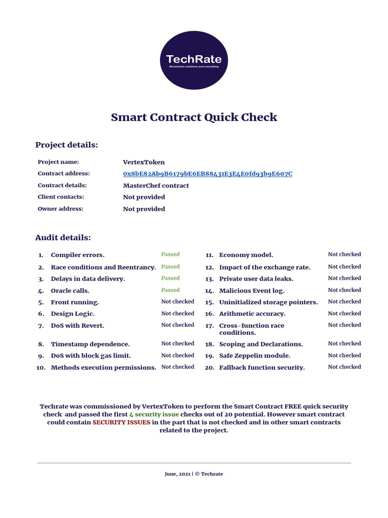 Smart Contract Quick Check: Project Details | PDF