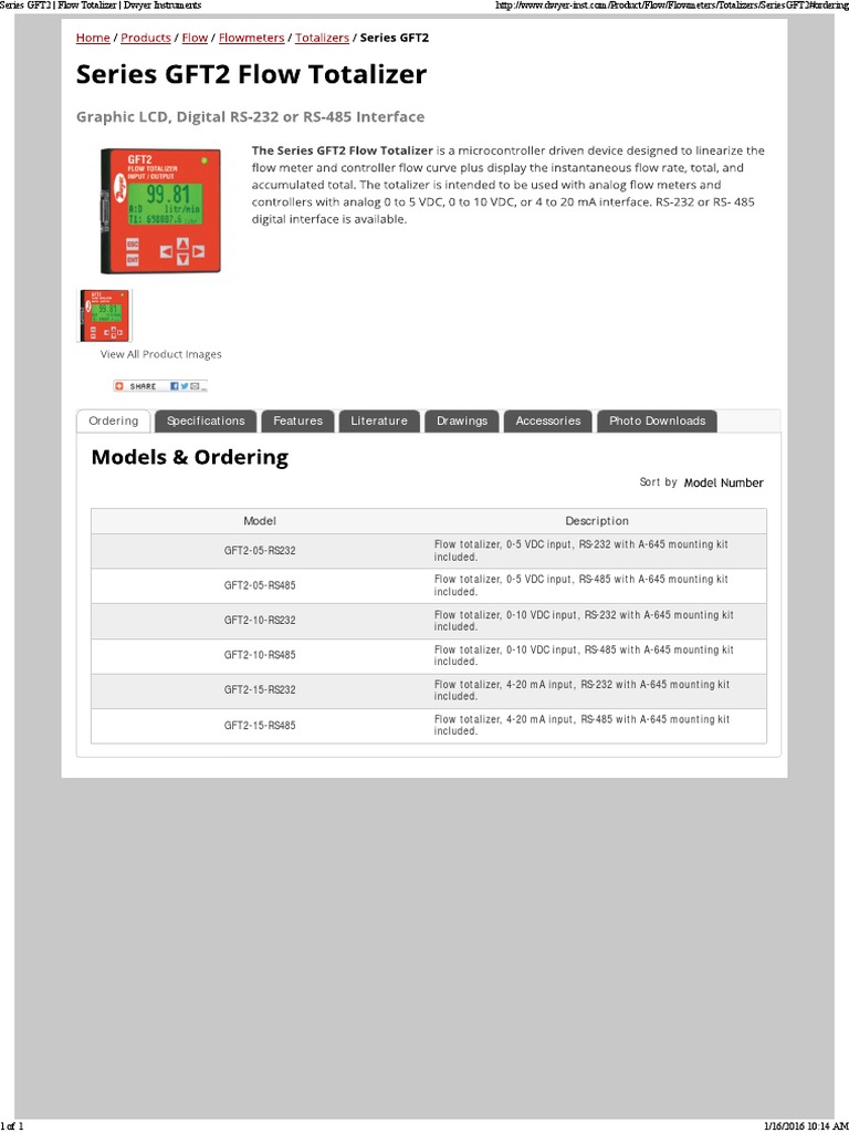 Series GFT2 - Flow Totalizer - Dwyer Instruments | PDF | Computer ...