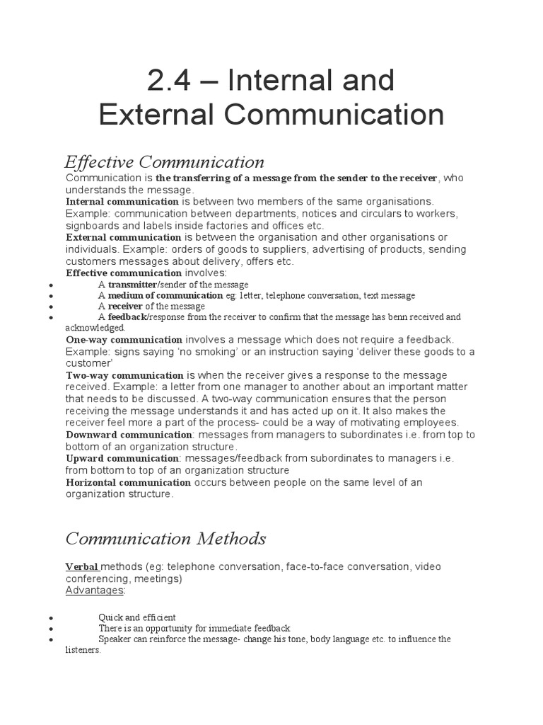 Effective Internal & External Communication | PDF | Communication ...