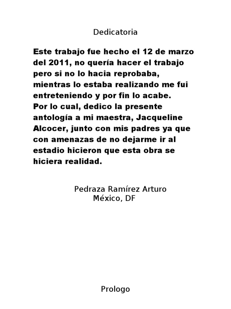 Dedicatoria y prologo