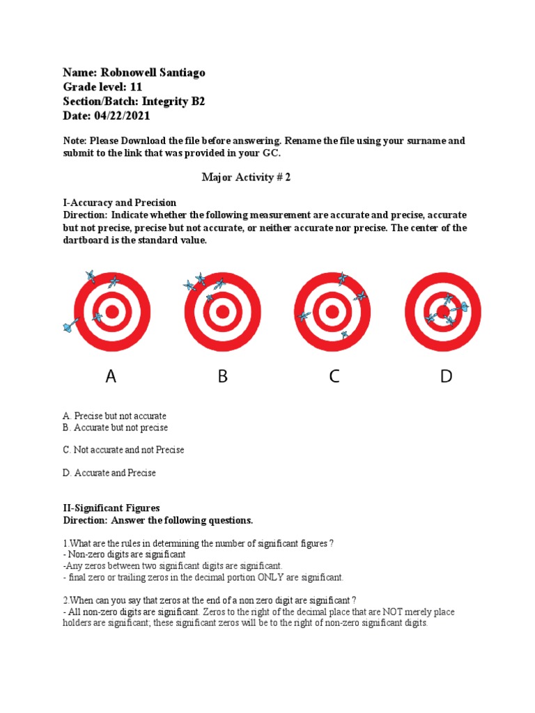 Accuracy and Precision in Measurements | PDF