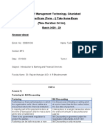 Institute of Management Technology, Ghaziabad End Term Exam (Term - I) Take Home Exam (Time Duration: 04 HRS) Batch 2020 - 22 Answer-Sheet