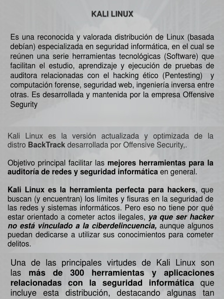 Clase #6 Kali Linux y Sus Caracteristicas | PDF | Seguridad | La ...
