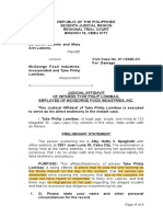 Judicial Affidavit of Witness Tyke Philip Lomibao