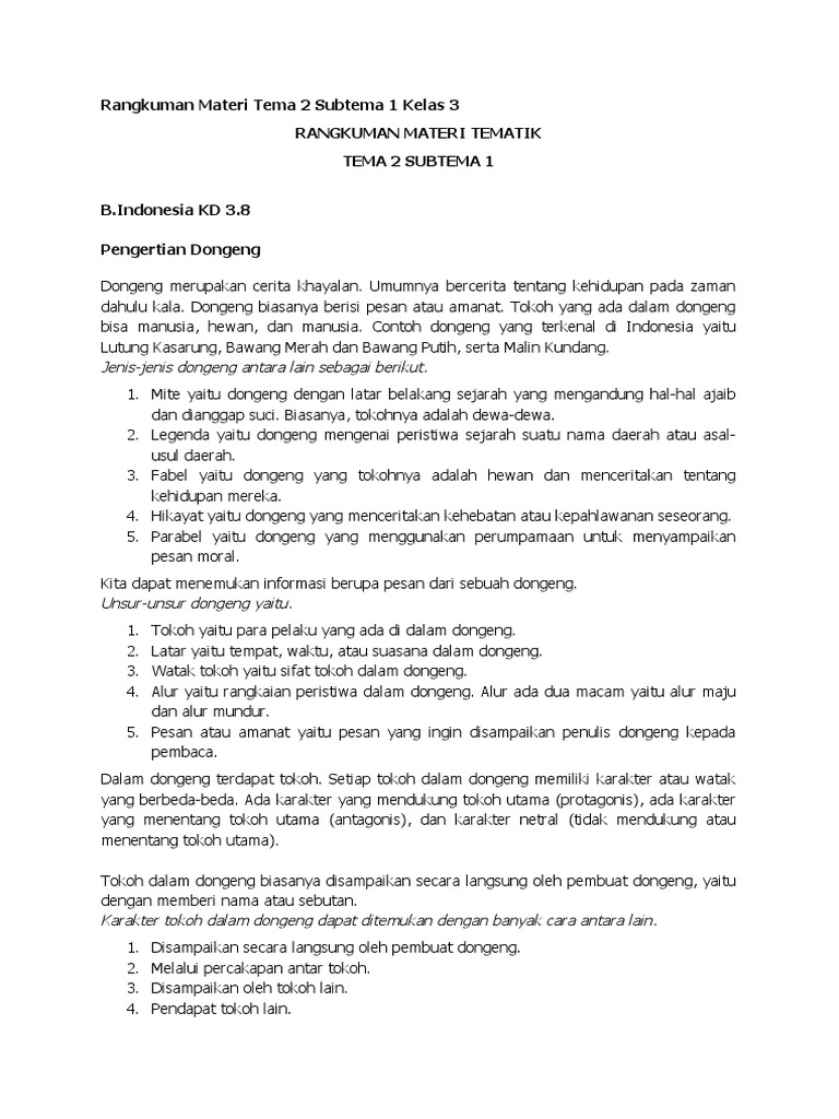 rangkuman materi tema 5 subtema 2 kelas 3 sd