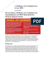 Do You Know Nirbhaya Act Criminal Law (Amendment) Act, 2013 Do You Know Nirbhaya Act Criminal Law (Amendment) Act 2013 Must Read For Woman Empowerment