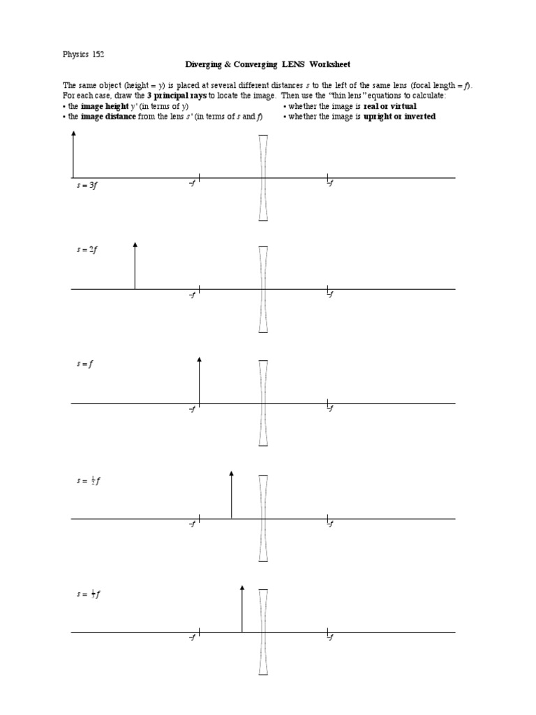 Ray Tracing Lens and Mirror Worksheet | PDF | Glass Applications ...