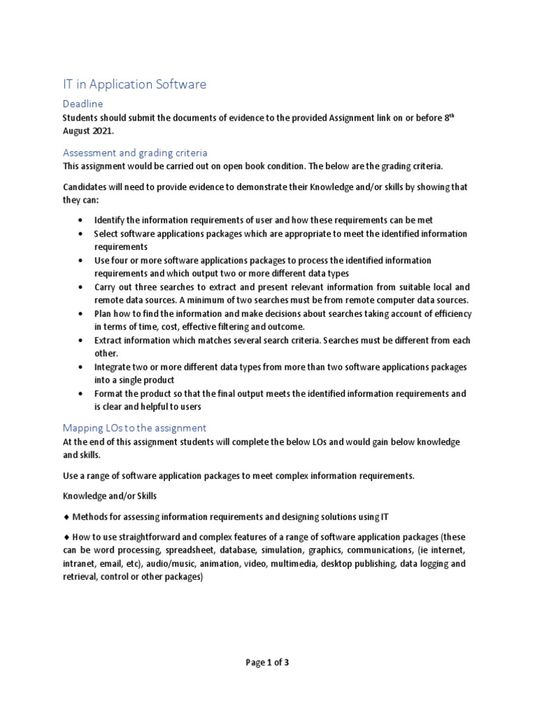Saegis Campus IT Assignment Overview | PDF | Software | Application ...