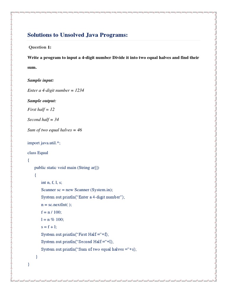 Java Programs for Class 10 ICSE | PDF | Computer Programming