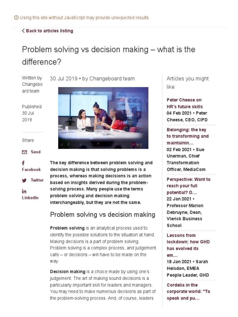 Problem Solving Vs Decision Making - What Is The Difference ...