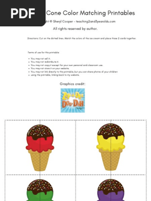 ice cream cone color matching printables