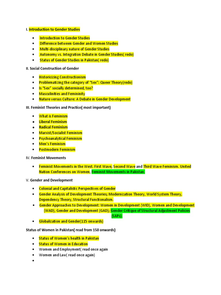 Gender Studies and Women's Status in Pakistan | PDF