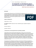 21 El Tipo Penal de Feminicidio Con Identidad de Género. Reflexiones A Partir Del Proyecto de Ley #7658 2020-CR