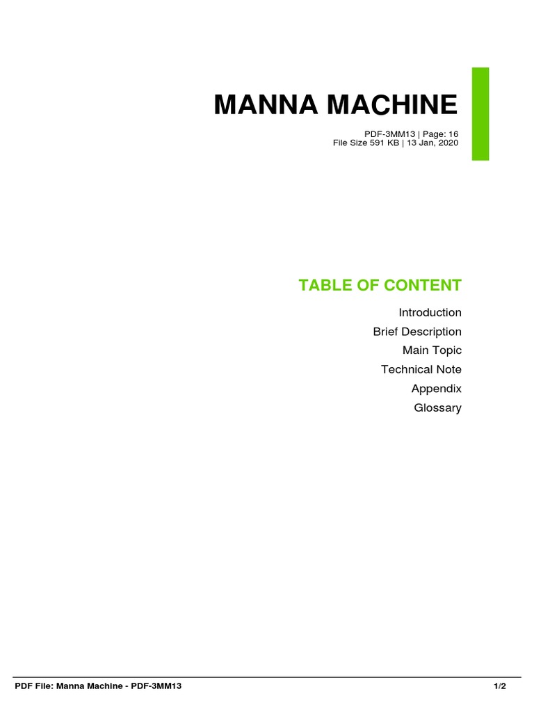 Manna Machine PDF Overview | PDF