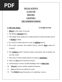 Social Science Class Viii History The Mordern Period