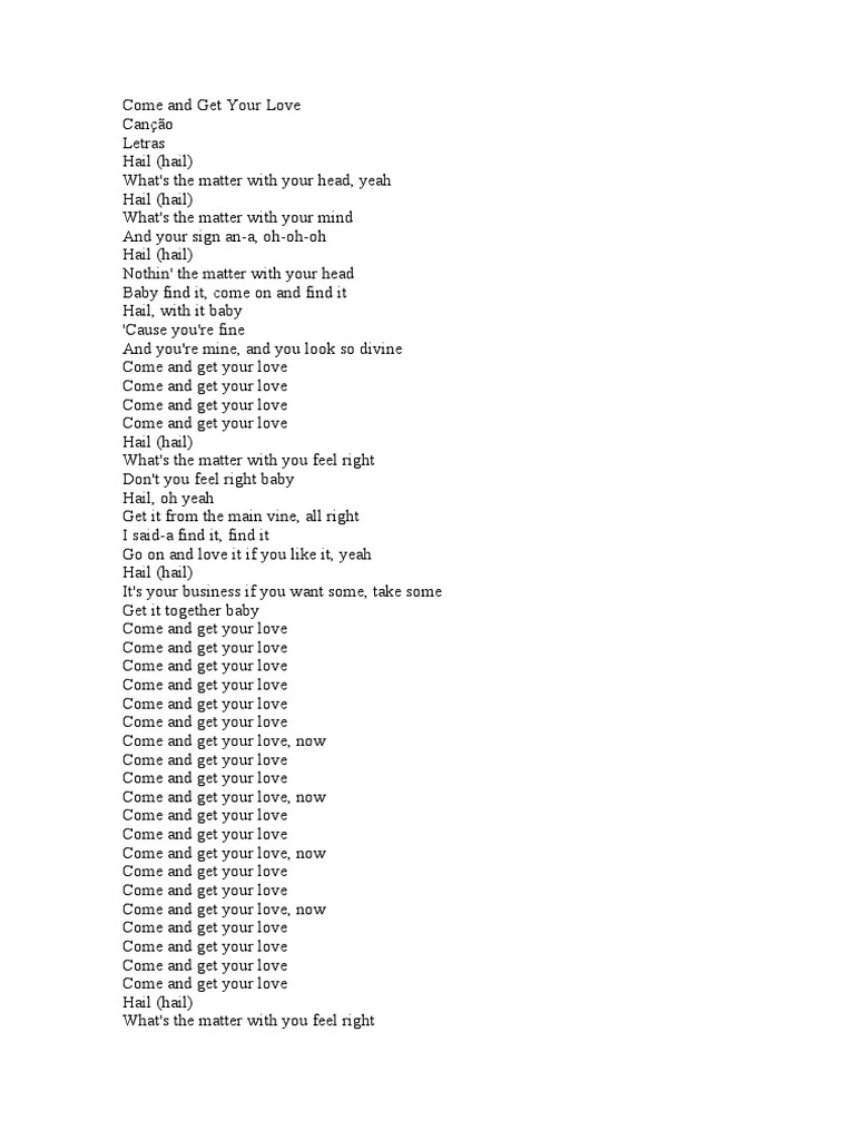 Come and Get Your Love PDF