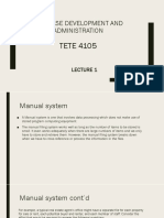 Database Development and Administration: TETE 4105