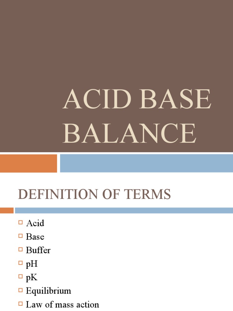 ACID BASE BALANCE Lesson | PDF | Buffer Solution | Ph