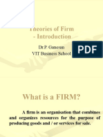 Theories of Firm - Introduction: Dr.P. Ganesan VIT Business School