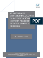 VI Jornadas de de discusión de avances de investigación en Historia ARgentina, Rosario, 2016