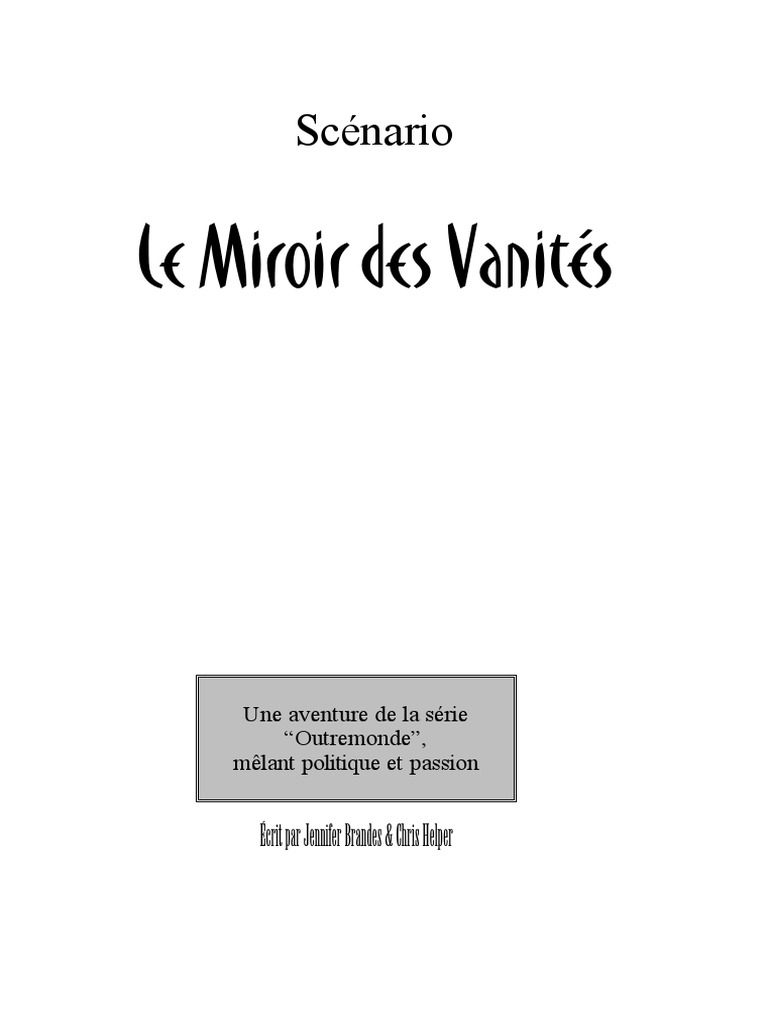 Page De Garde Cahier D hida L5A VDR Le Miroir Des Vanités | PDF