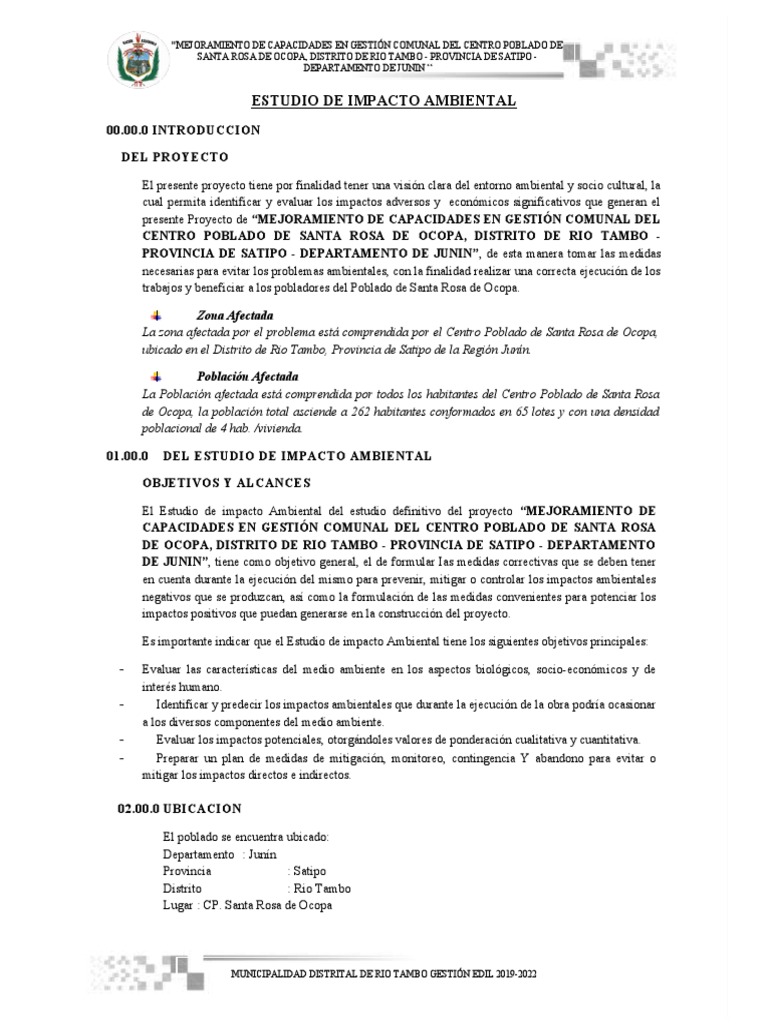 05.01. Estudio de Impacto Ambiental | PDF | Residuos | Evaluación de ...