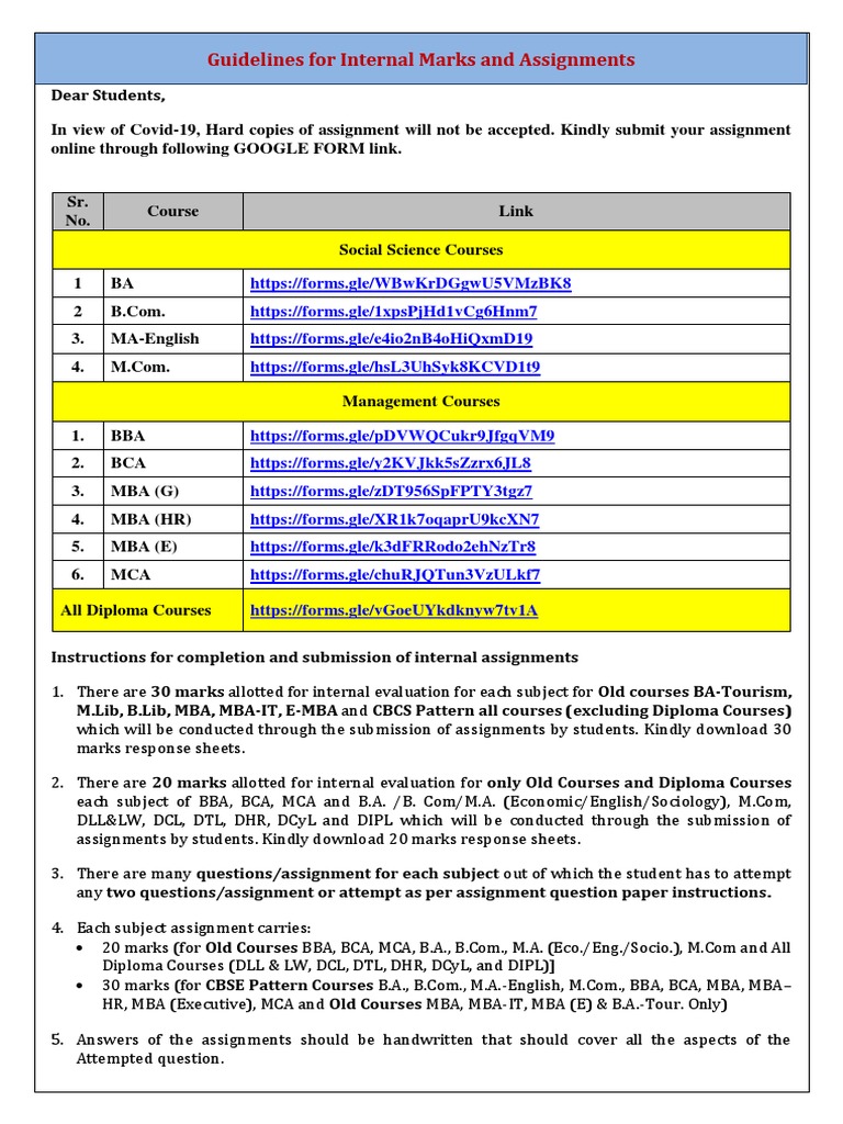 Internal Marks Submission Guidelines | PDF | Academia | Vocational ...