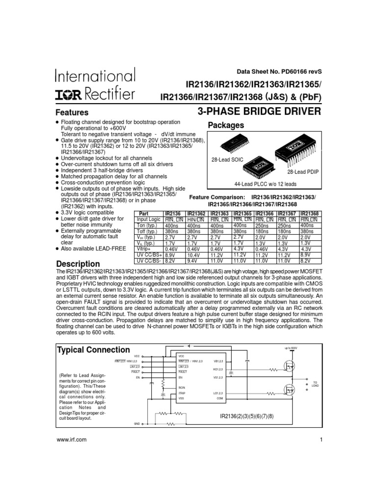 IR2136 3-Phase Driver Datasheet | PDF | Logic Gate | Information And ...
