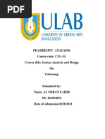 Feasibility Analysis Course Code: CSE-401 Course Title: System Analysis and Design On Calchamp