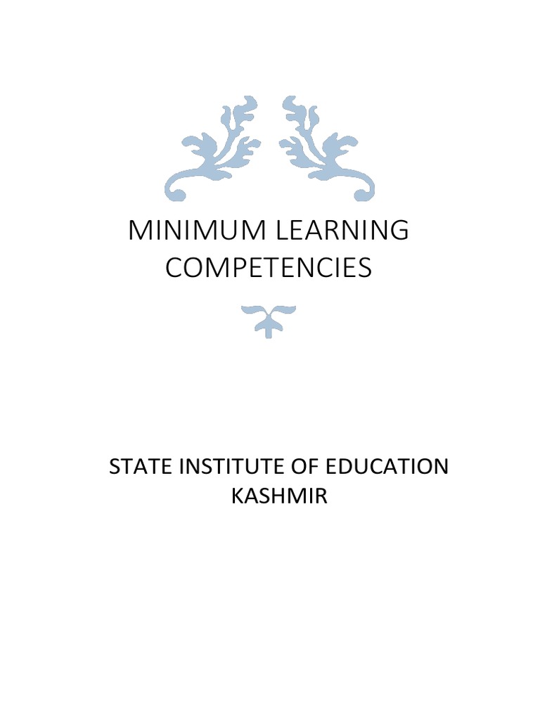 Minimum Learning Competencies: State Institute of Education Kashmir ...