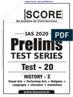 IAS 2020 Prelims TEST SERIES Test - 20 HISTORY - 2 Visual Arts Performing Arts Religions Languages Literature Institutions