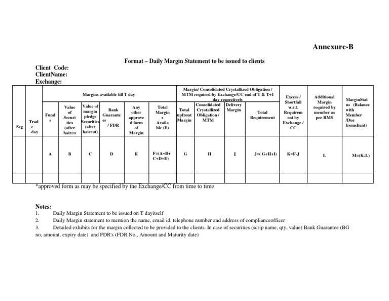 Daily Margin Statement Format | PDF | Financial Markets | Financial ...
