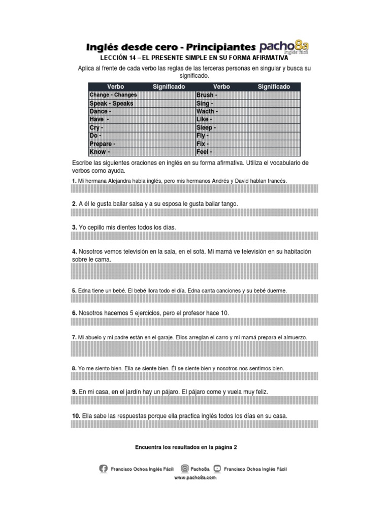 Lección 14 - El Presente Simple y Sus Reglas | PDF