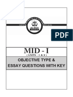 Mid - I: Objective Type & Essay Questions With Key