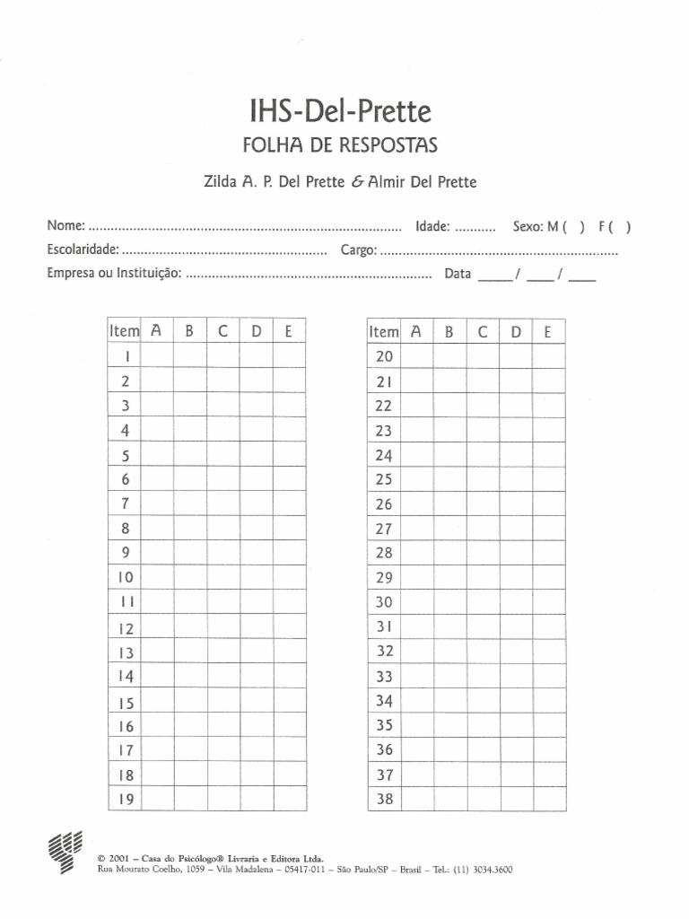 IHS - Inventário de Habilidades Sociais | PDF