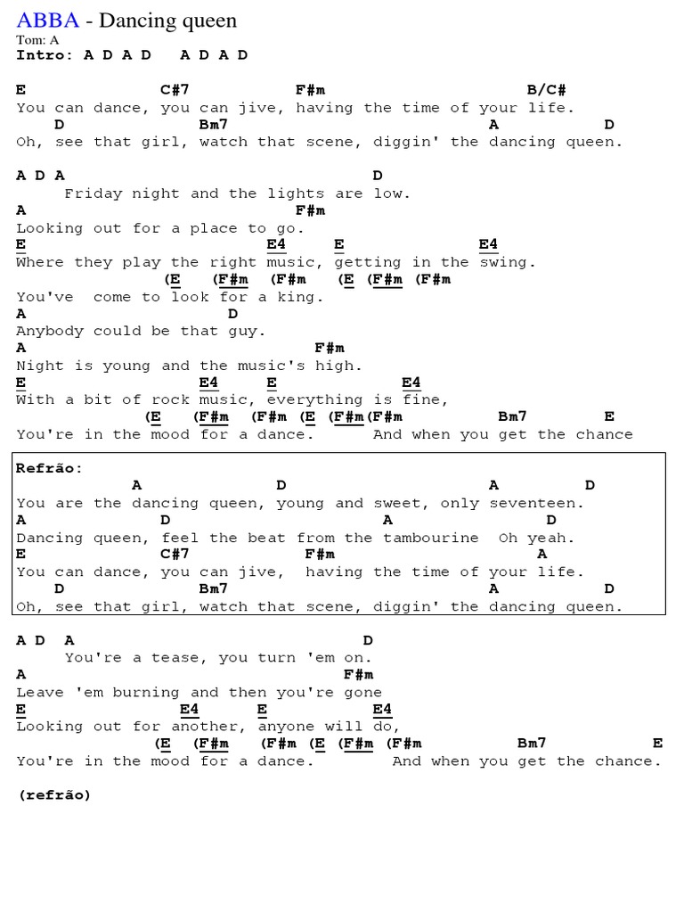 ABBA's Dancing Queen Lyrics & Chords | PDF