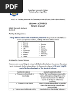 Lesson 1 Activities What Is Science?: Fill Up The Box Below With at Least 10-15 Keywords