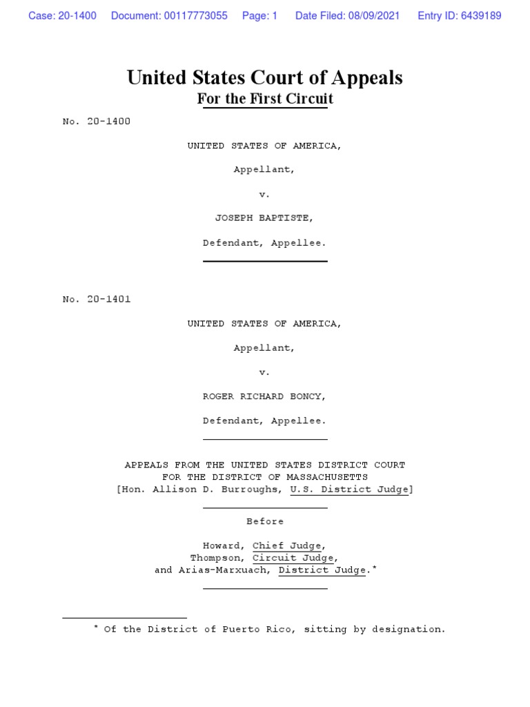 CA1 US V Baptiste PDF Strickland V. Washington Prejudice (Legal Term)