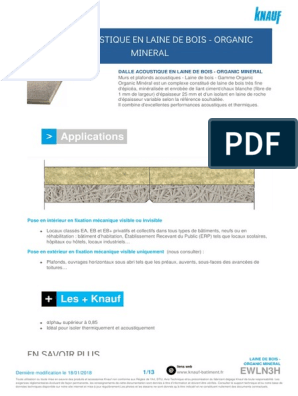 Dalle acoustique en laine de bois - Organic MINERAL – Organic Mineral -  acoustique et thermique – Knauf