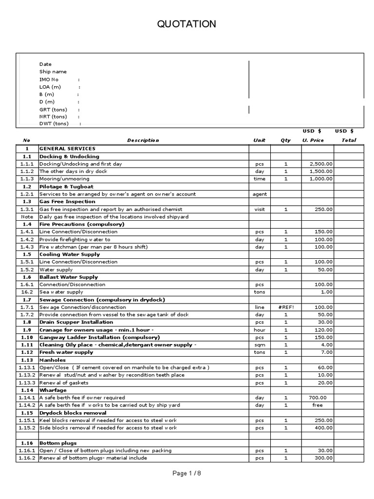 Shipyard - Quotation | PDF | Pipe (Fluid Conveyance) | Propeller