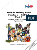 Science Activity Sheet Quarter 2 - MELC 3 Week 3: Different Levels of Biological Organization