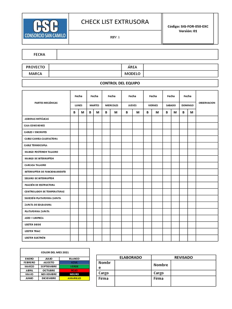 Check List Extrusora | PDF