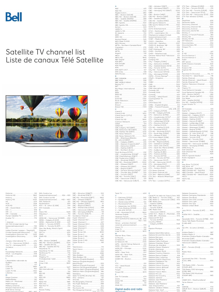 Satellite TV Channel List Liste de Canaux Télé Satellite PDF