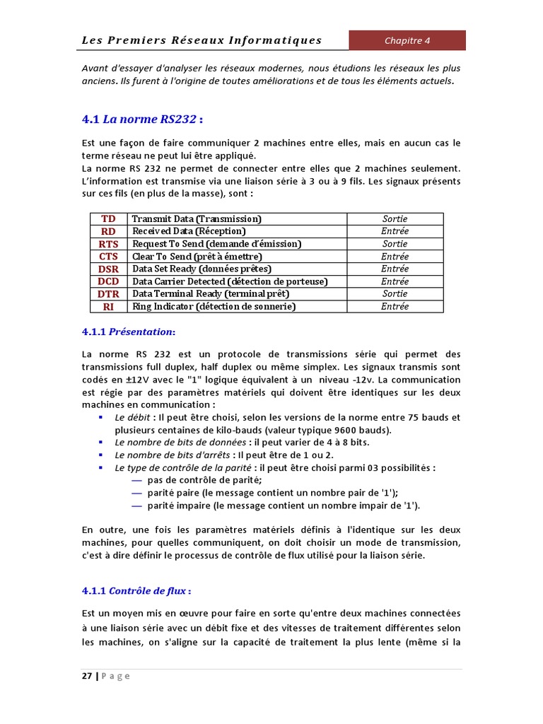 Norme RS232 et Bus IEEE 488 expliqués | PDF | Transmission des données ...