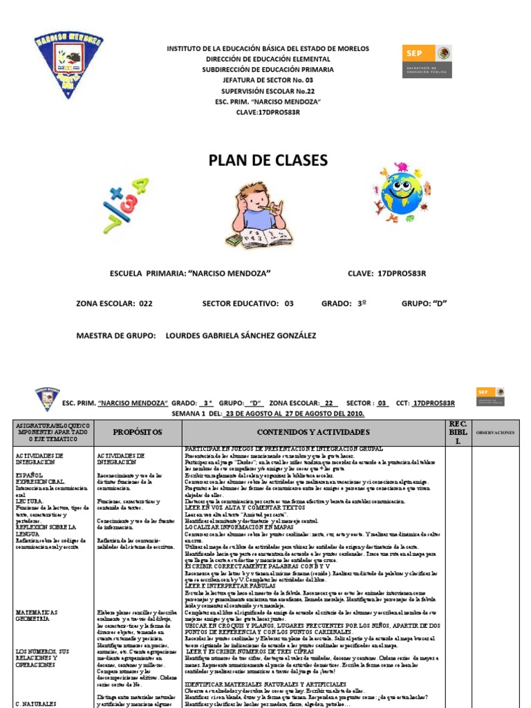 Plan de Clases | PDF | Educación primaria | Alimentos